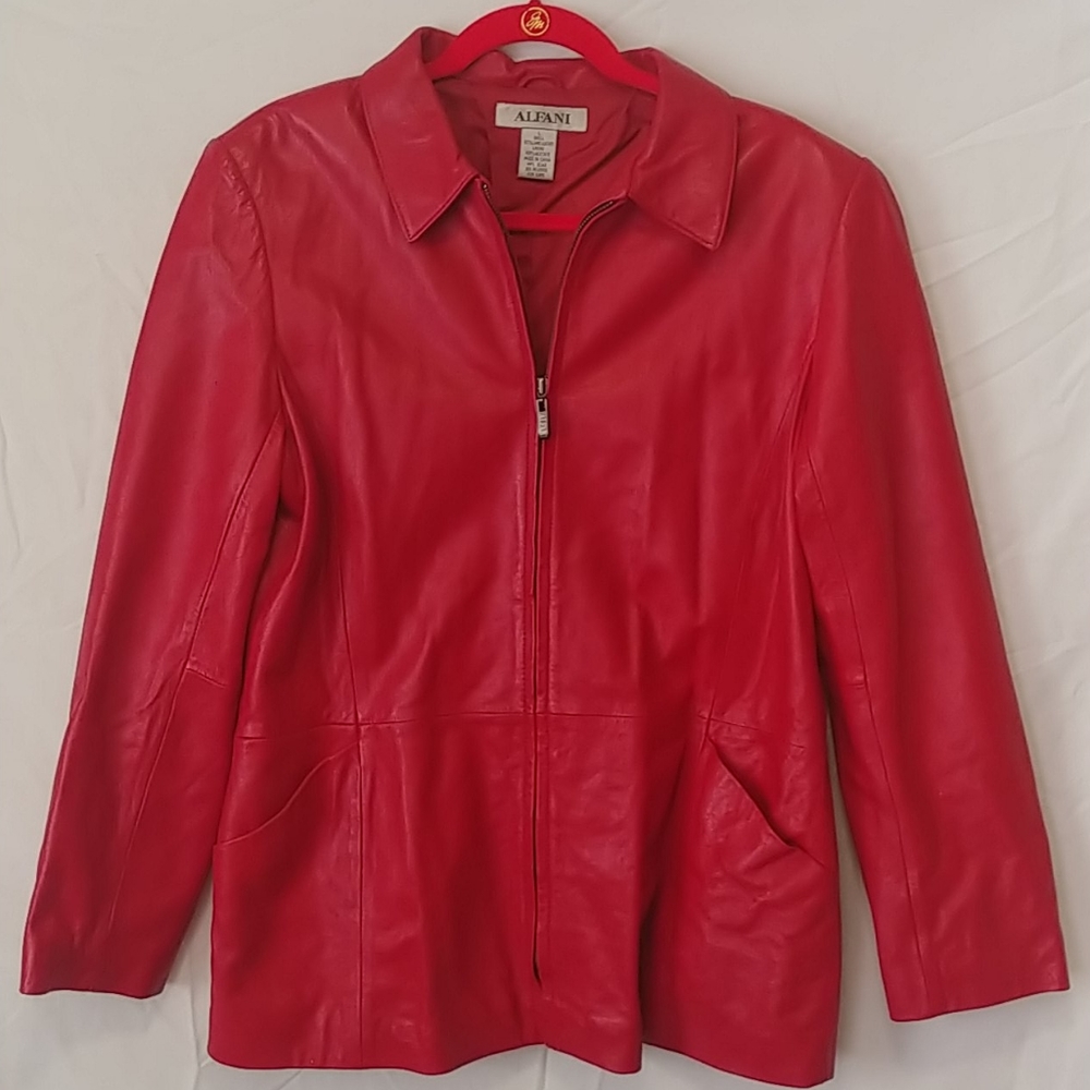 Womens red leather jacket